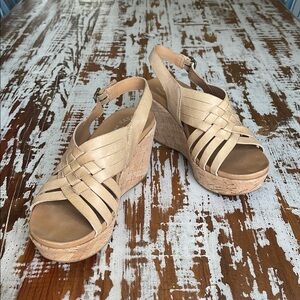 Kork-Ease Tan Wedge Sandals with Cushioned Footbed